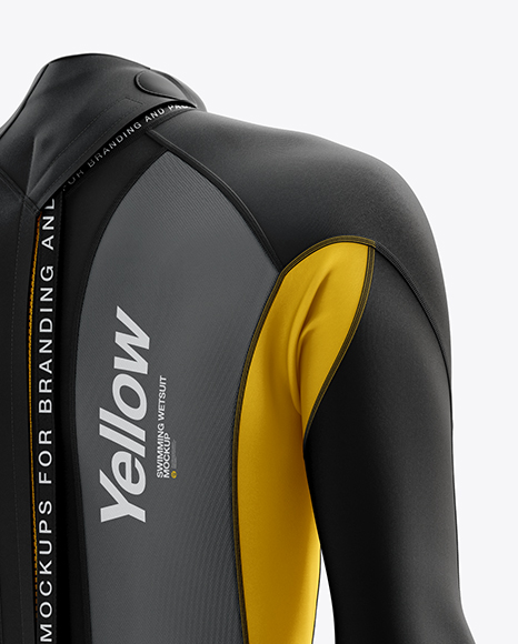 Download Men S Full Wetsuit Mockup Hero Back Shot In Apparel Mockups On Yellow Images Object Mockups