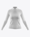 Women’s Full-Zip Cycling Jersey With Long Sleeve Mockup - Front View