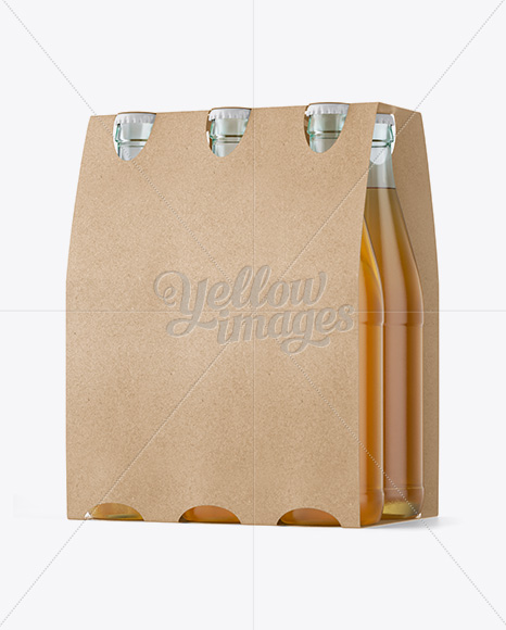 Download Kraft Paper 6 Pack Beer Bottle Carrier Mockup 3 4 View In Bottle Mockups On Yellow Images Object Mockups PSD Mockup Templates