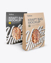 Download Two Kraft Stand-Up Pouches W/ Nuts Mockup - Front View in Pouch Mockups on Yellow Images Object ...