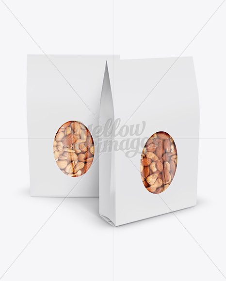 Download Two Paper Stand Up Pouches W Nuts Mockup Front View In Pouch Mockups On Yellow Images Object Mockups PSD Mockup Templates