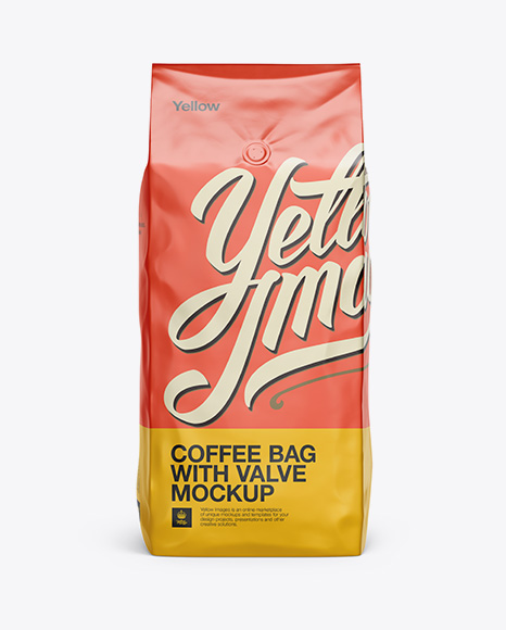 Download 2 5 Kg Matte Metallic Coffee Bag With Valve Mockup Front View In Bag Sack Mockups On Yellow Images Object Mockups PSD Mockup Templates