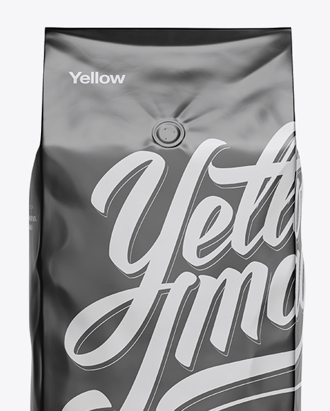 Download 2 5 Kg Matte Metallic Coffee Bag With Valve Mockup Front View In Bag Sack Mockups On Yellow Images Object Mockups