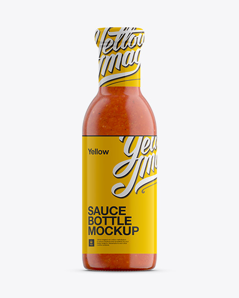 Hot Chilli Sauce Bottle W  Shrink Band Mockup PSD #2