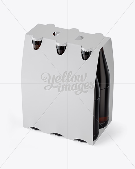 Download White Paper 6 Pack Beer Bottle Carrier Mockup 3 4 View High Angle Shot In Bottle Mockups On Yellow Images Object Mockups PSD Mockup Templates