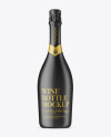 Matte Champagne Bottle Mockup - Front View on Yellow Images Object Mockups