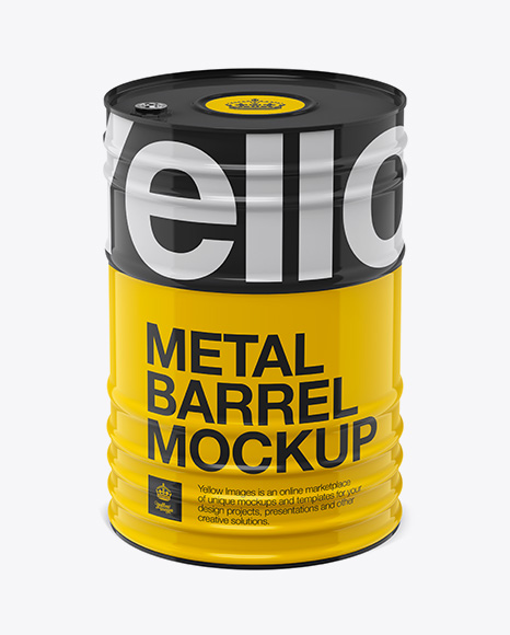 Download 200L Metal Barrel Mockup - Front View (High-Angle Shot) in ...