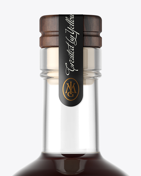 Black Rum Bottle with Wooden Cap Mockup