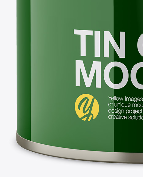 Glossy Tin Can Mockup   Front View PSD #1