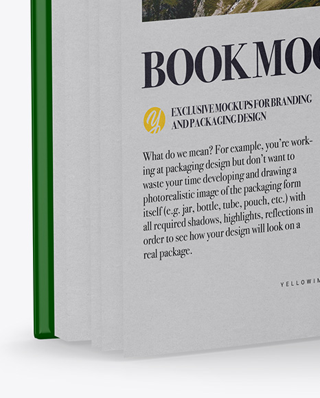 Opened Book W  Glossy Cover Mockup   Front View (High Angle Shot) PSD #2