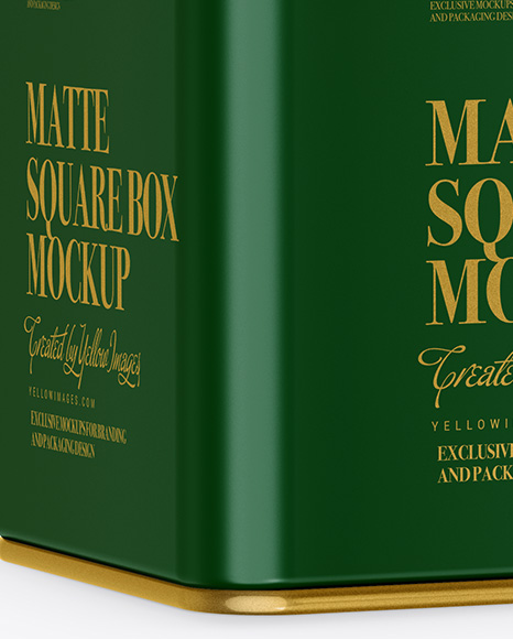 Matte Square Tin Box Mockup - Half Side View