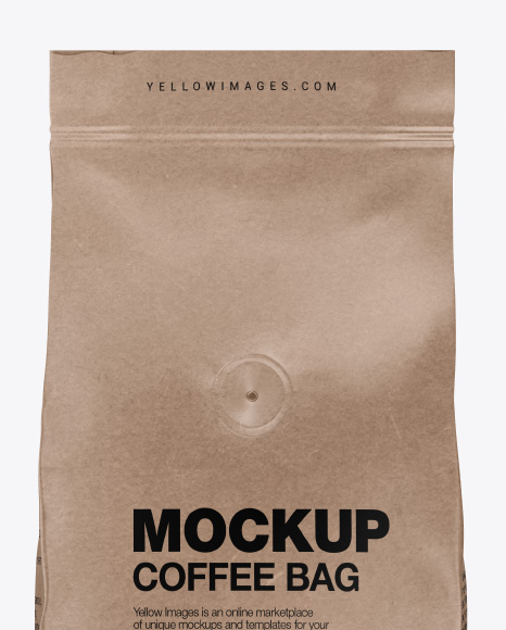 Download Kraft Coffee Bag With Valve Mockup Front View In Bag Sack Mockups On Yellow Images Object Mockups