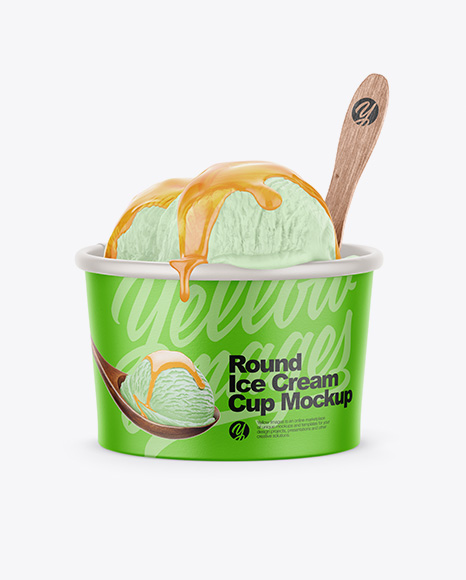 Download Paper Ice Cream Cup Mockup - Front View (High-Angle Shot) in Cup & Bowl Mockups on Yellow Images ...