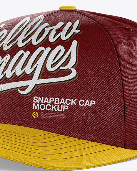 Download Snapback Cap Mockup Half Side View In Apparel Mockups On Yellow Images Object Mockups PSD Mockup Templates