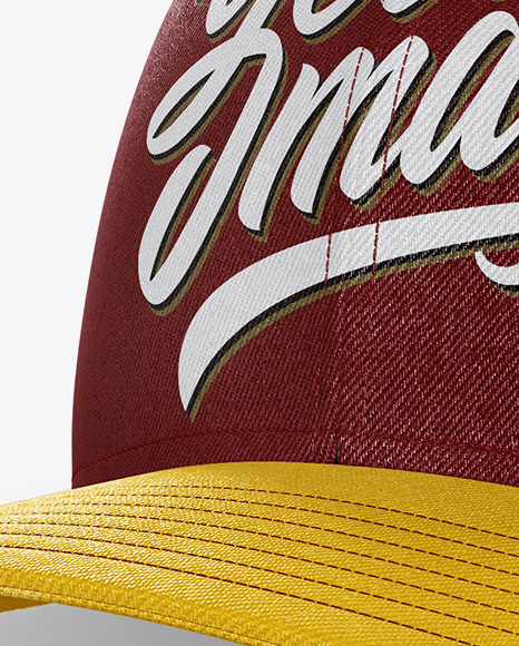 Snapback Cap Mockup Half Side View In Apparel Mockups On Yellow Images Object Mockups