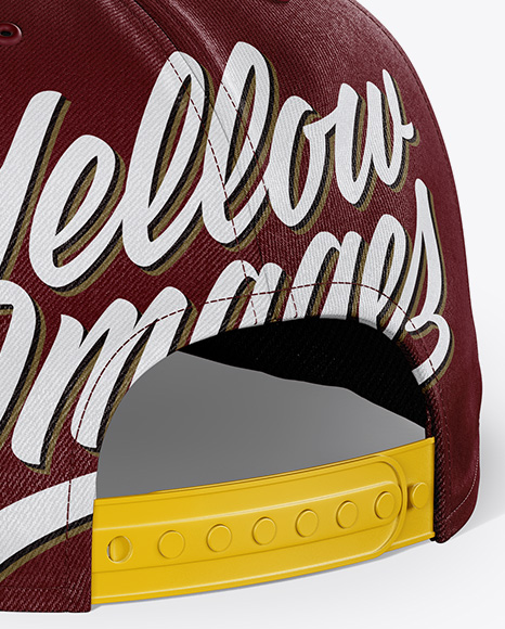 Download Snapback Cap Mockup Back Half Side View In Apparel Mockups On Yellow Images Object Mockups PSD Mockup Templates