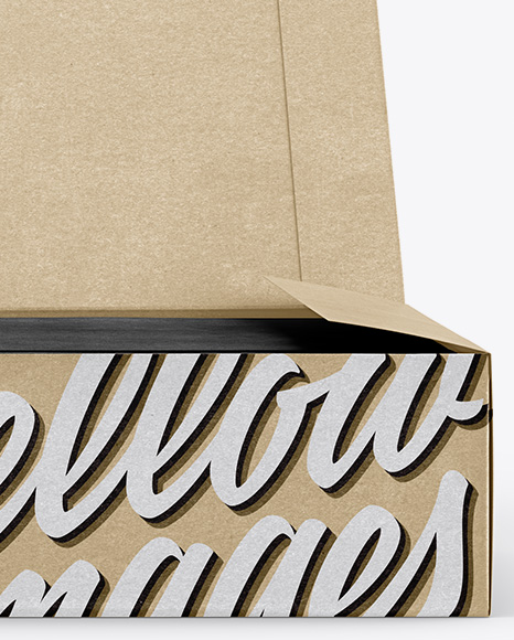 Opened Kraft Box Mockup   Front View PSD #2