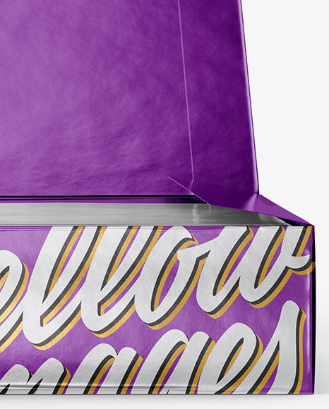 Opened Metallic Box Mockup   Front View PSD #2