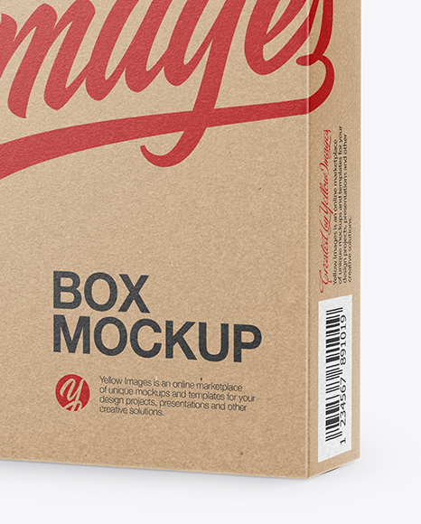 Download Kraft Box With Hang Tab Mockup Half Side View In Box Mockups On Yellow Images Object Mockups