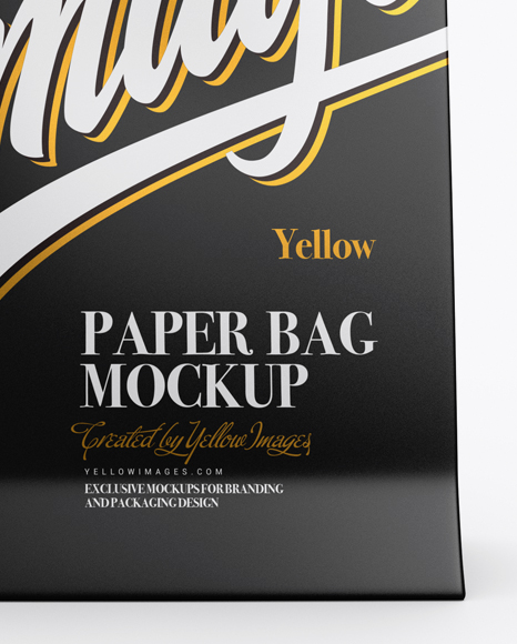 Download Paper Bag W Label Mockup Front View In Bag Sack Mockups On Yellow Images Object Mockups