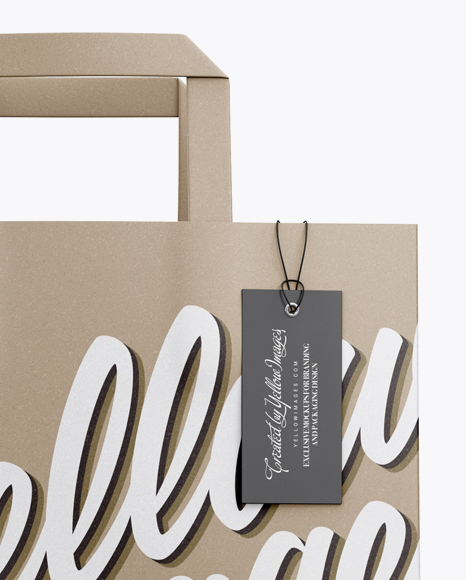 Download Kraft Bag W Label Mockup Front View In Bag Sack Mockups On Yellow Images Object Mockups