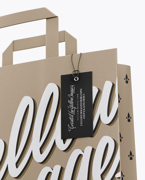 Download Kraft Bag W Label Mockup Half Side View In Bag Sack Mockups On Yellow Images Object Mockups PSD Mockup Templates