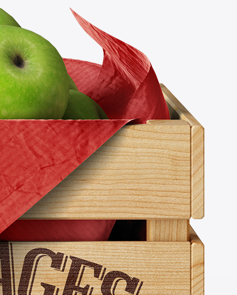 Wooden Crate With Apples Mockup In Object Mockups On Yellow Images Object Mockups