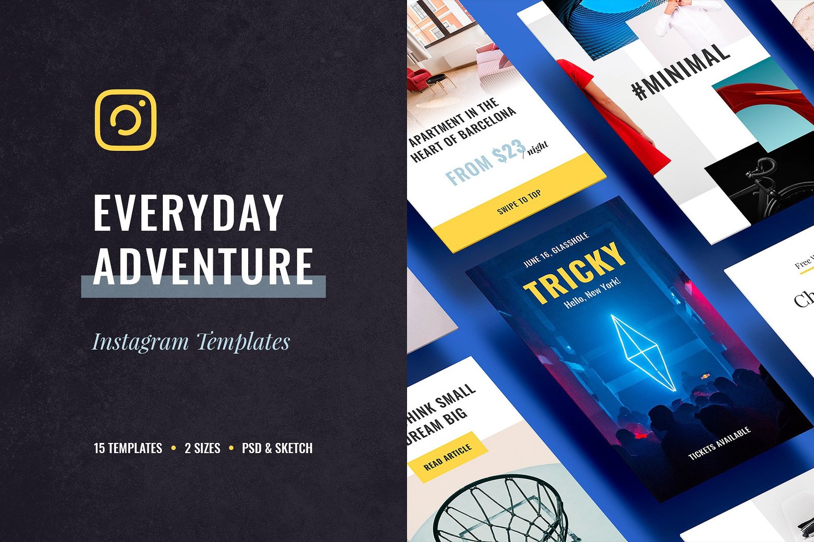 Everyday Instagram Templates In Social Media Templates On Yellow Images Creative Store