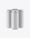 Pack with 4 Matte Cans with Plastic Holder Mockup - Half Side View (High-Angle Shot)