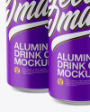 Pack with 4 Matte Cans with Plastic Holder Mockup - Half Side View (High-Angle Shot)