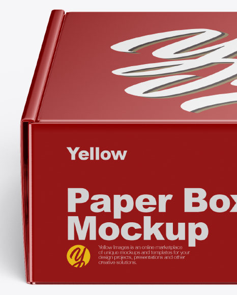 Glossy Box Mockup Front View High Angle Shot In Box Mockups On Yellow Images Object Mockups