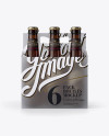 Transparent Plastic 6 Pack Amber Bottle Carrier Mockup - Free Download