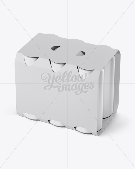 White Paper 6 Pack Cans Carrier Mockup   Halfside View (High Angle Shot) PSD #1