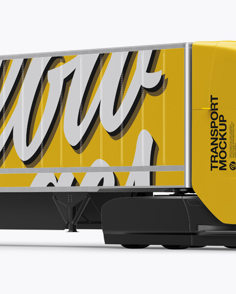 Download Electric Semi Trailer Mockup Half Side View In Vehicle Mockups On Yellow Images Object Mockups PSD Mockup Templates