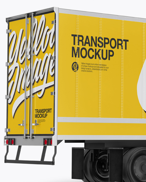 Download Electric Semi Trailer Mockup Back Half Side View In Vehicle Mockups On Yellow Images Object Mockups PSD Mockup Templates