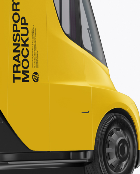 Download Electric Semi Trailer Mockup Back Half Side View In Vehicle Mockups On Yellow Images Object Mockups PSD Mockup Templates