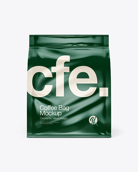 Glossy Coffee Bag With Tin-Tie Mockup