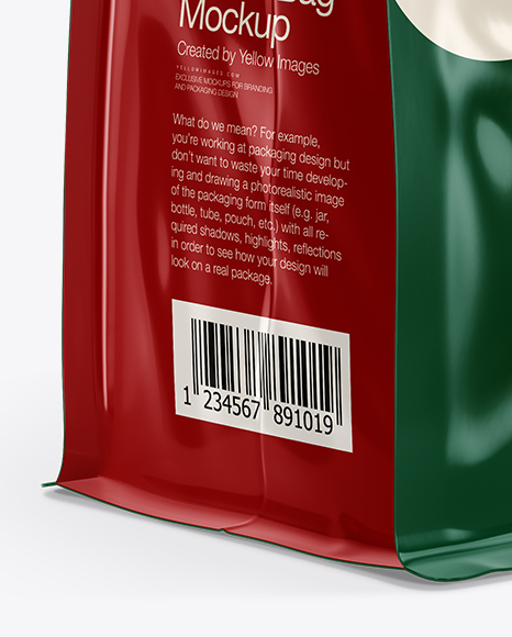 Glossy Coffee Bag With Tin Tie Mockup Half Side View In Bag Sack Mockups On Yellow Images Object Mockups