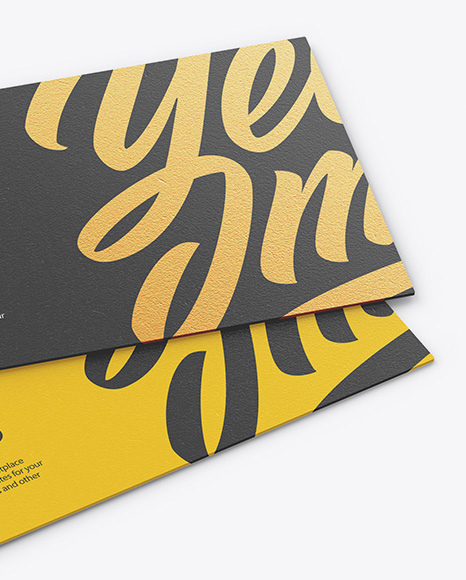 Two Textured Business Cards Mockup Half Side View In Stationery Mockups On Yellow Images Object Mockups