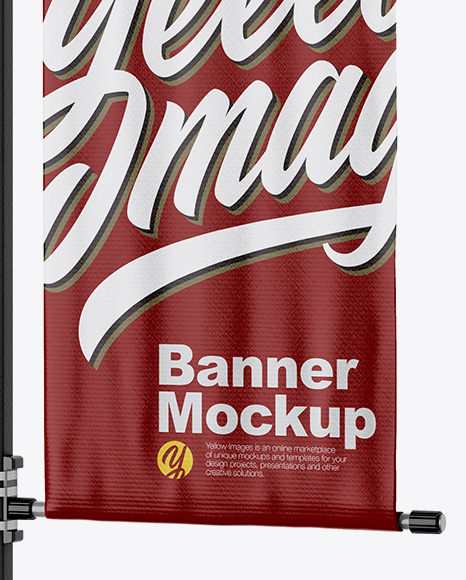 Two Glossy Banners on Pillar Mockup   Half Side View PSD #1