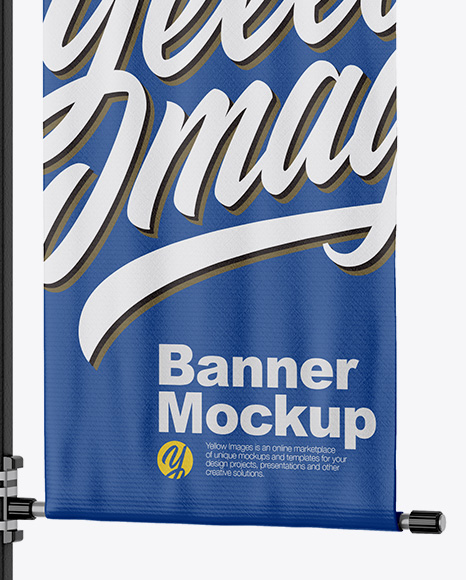 Two Matte Banners Mockup   Half Side View PSD #1