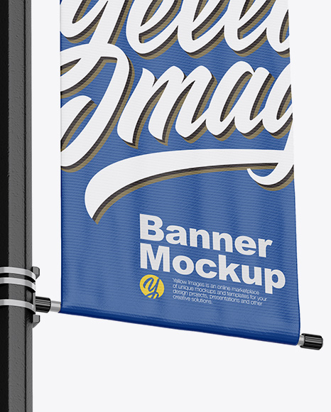 Two Matte Banners Mockup - Half Side View on Yellow Images Object Mockups