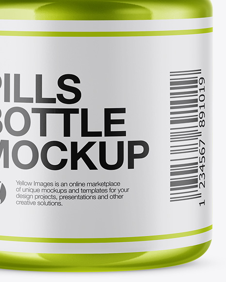 Metallic Pills Bottle Mockup PSD #1