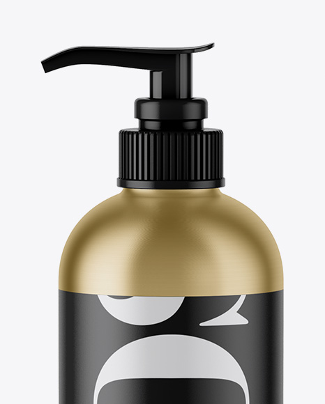 Metallic Cosmetic Bottle w  Pump Mockup PSD #2