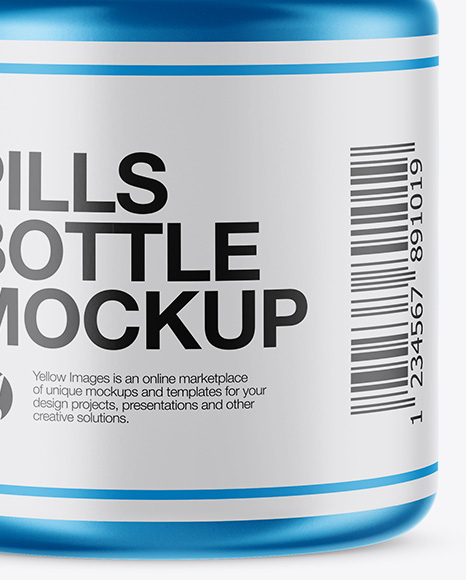 Matte Metallic Pills Bottle Mockup In Bottle Mockups On Yellow Images Object Mockups