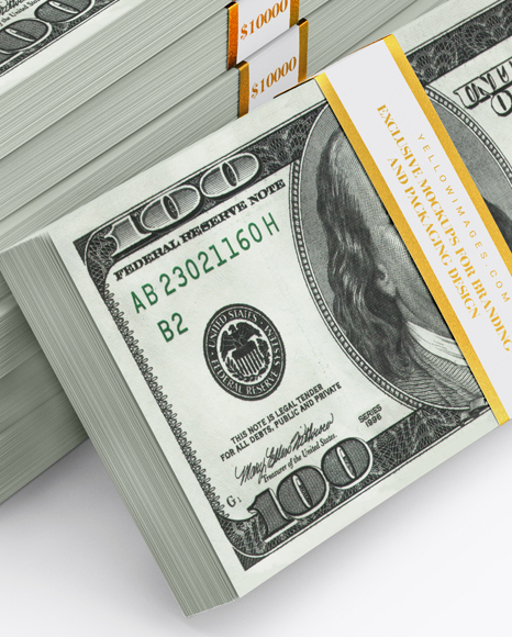 Money Stacks Mockup in Object Mockups on Yellow Images Object Mockups