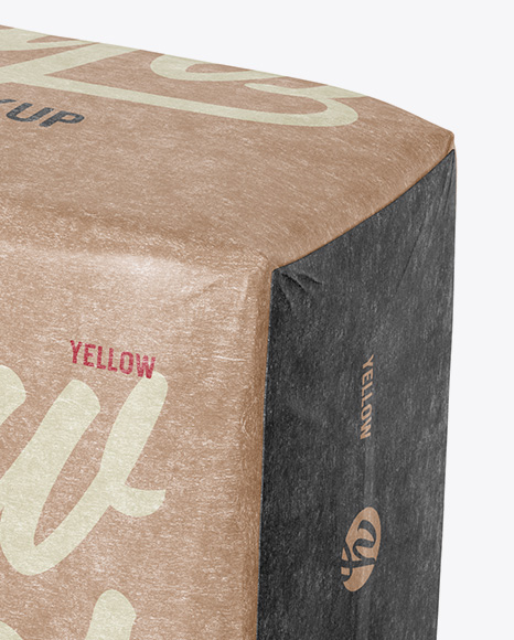 Kraft Paper Bag Mockup - Halfside View (High-Angle Shot)