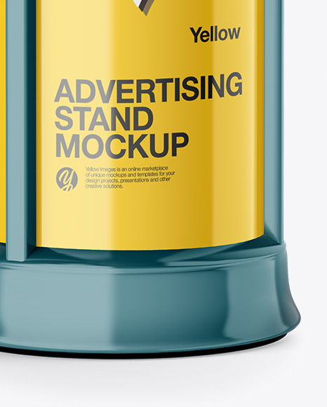 Round Glossy Street Advertising Column Mockup- Half Side View