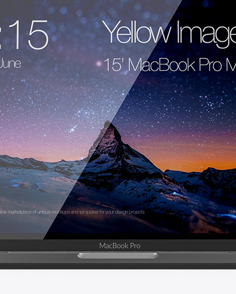 Macbook Pro Mockup Front View Hero Shot In Device Mockups On Yellow Images Object Mockups