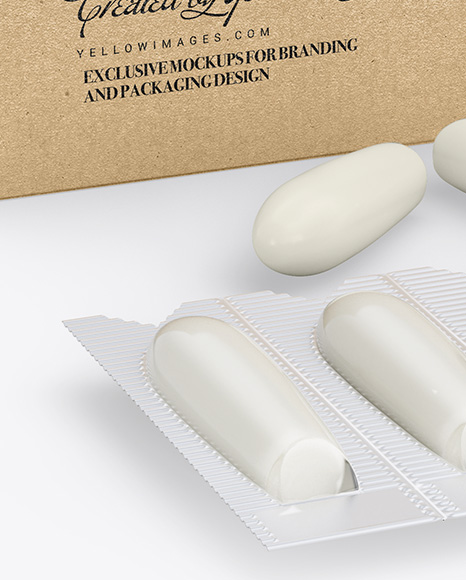 Two Kraft Boxes With Suppositories Mockup - Half Side view